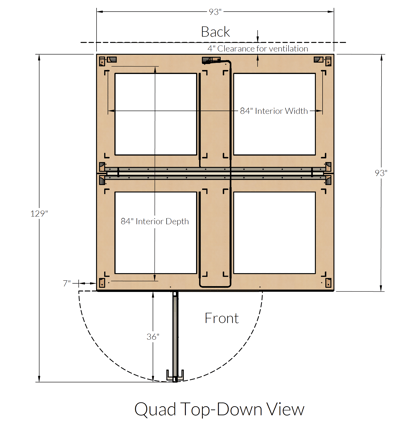 Zenbooth Quad - Top Down View Dimensions